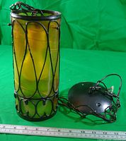 Full view of pendant with chain and canopy