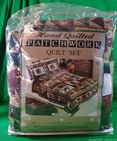Quilt set in original clear plastic bag showing front label