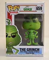 Front view of unopened Funko Pop! Movies #659 The Grinch box and figure