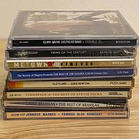 Stacked spines showing album titles and catalogue numbers