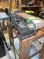 Full view of Sears Craftsman benchtop belt and disc sander on workbench