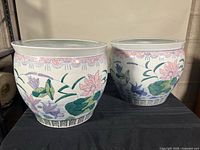 Both porcelain planters side view