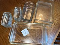 Group shot of all twelve glass dishes on table