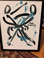 Full view of framed painting showing composition and signature