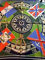 Full view of Hermes Nautical Sextants scarf showing entire design and colours