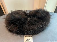 Front view of fox fur collar on display surface
