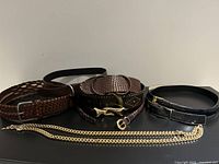 All belts and chain belt displayed