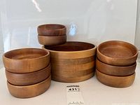 Full set showing large serving bowl and eight small bowls