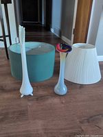 Group shot with both lampshades and both vases