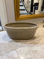 Side view of oval ceramic planter