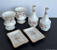 All six Paragon Victorian Rose pieces grouped