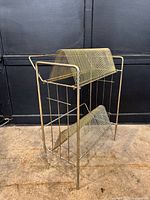 Front angled view showing two-tier goldtone wire rack