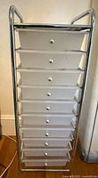 front view of storage cart with all ten drawers inserted