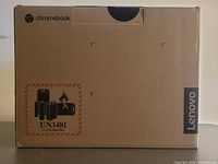 Front of sealed Lenovo Chromebook retail box with UN3481 battery label