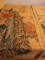 Peacock design bamboo blind close view