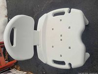 Top view of white Carex bath seat showing contoured seat and backrest
