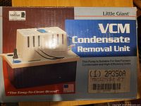 Front of Little Giant VCM Condensate Removal Unit box with model information
