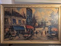 full view of framed Paris street scene print