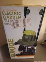 Front of sealed box showing Sun Joe branding and product image