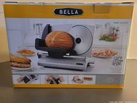 Front of sealed Bella meat slicer box