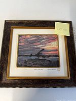 Overall view of framed print showing frame style and mat