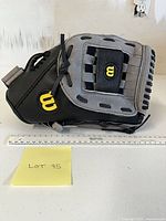 Side view of Wilson A360 glove showing logo, basket web, overall colour and condition