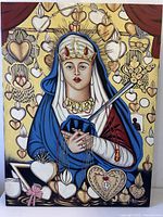 Full view of the oil painting on canvas showing subject and colors