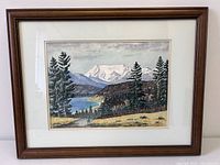 Front view of framed watercolour painting