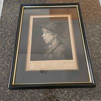 Overall view of framed mezzotint portrait