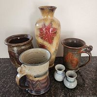 Group shot of all six studio pottery pieces