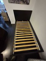 Full view of MALM twin bed frame with slats and headboard