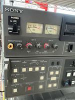Front panel showing Sony branding, power switch, VU meters, headphone jack, audio controls