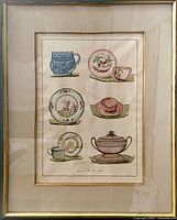 Full view of framed print under glass