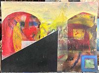 Front view of abstract painting displaying full composition and colors