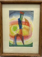 Framed watercolor painting front view