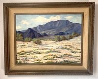 Frontal view of framed oil painting showing full composition