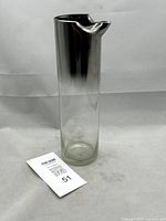Full view of silver fade glass martini pitcher, front angle