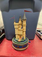 Full view of castle music box showing overall appearance and base