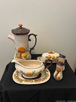 Full group showing all nine mushroom-decorated pieces