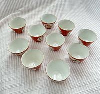 Ten cups top view showing interiors