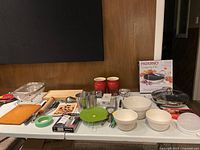 Overview of all kitchen items laid out on table