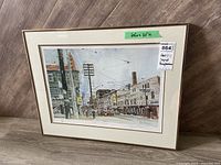 Framed artwork full view showing image, mat and frame