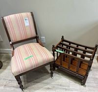 Chair and magazine rack side by side