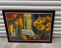 Full view of framed Christian Sommer still-life painting showing composition and frame