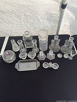 Full group of glassware displayed on black surface