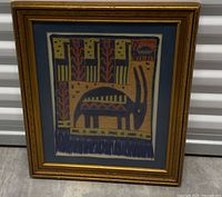 Framed Peruvian needlepoint tapestry full view