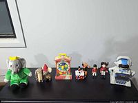 All eight items lined up on black surface