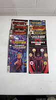 Front view of stack of 12 Miles Morales Spider-Man comic books