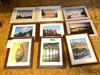 Group shot of all nine framed prints