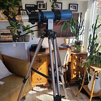 Full view of telescope mounted on aluminum tripod